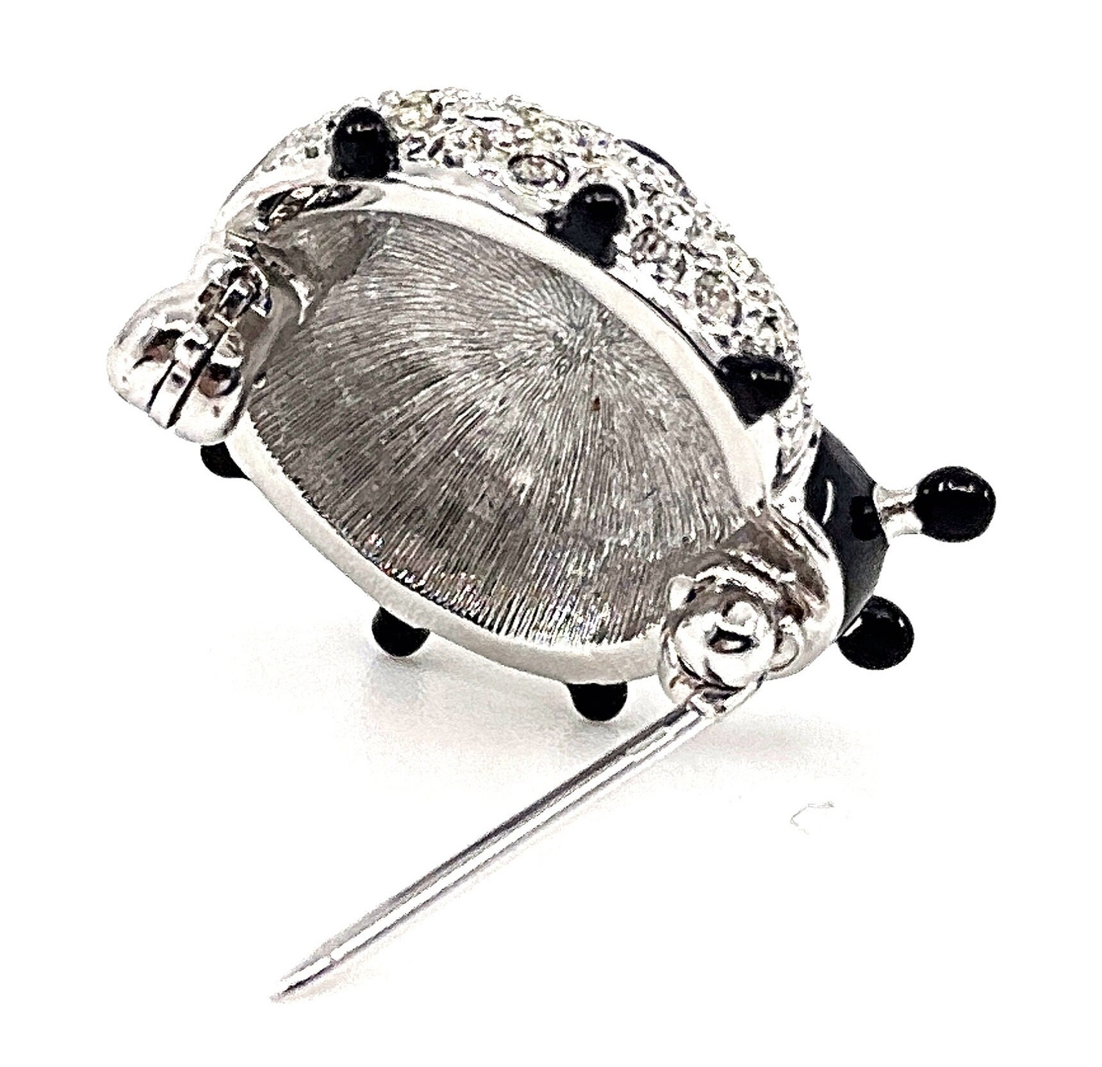 Ladybird Pin / Brooch Rhodium Plated Metal Alloy Set With Enamel And Crystals