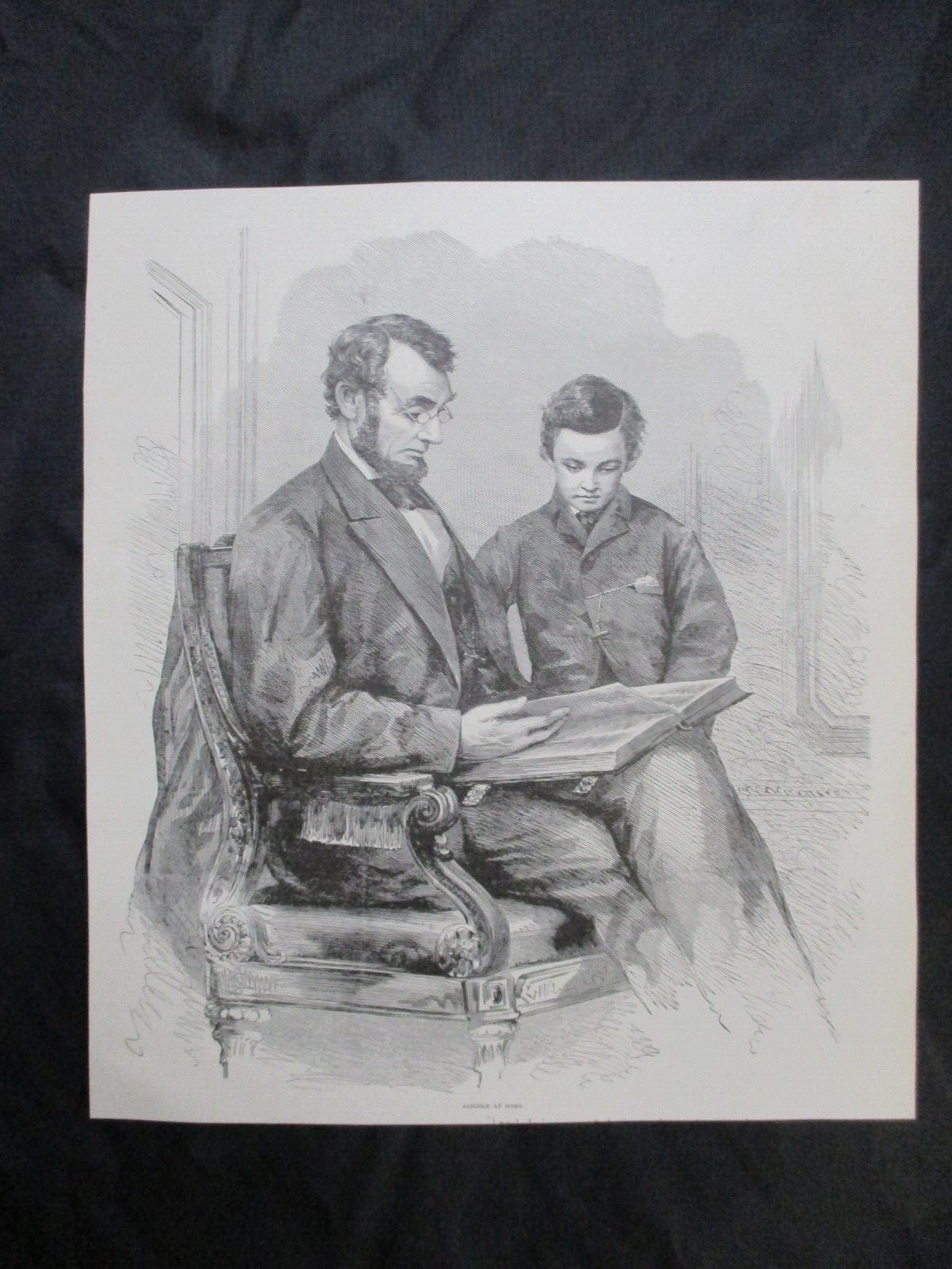 1894 Harper's Weekly Civil War Print - "Lincoln At Home" - SEE MY LINCOLN PRINTS