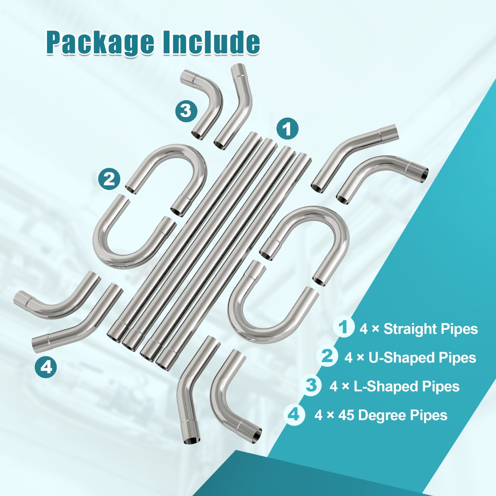 2.5" Custom Exhaust Pipe Kit Tubing Mandrel Bend Straight U 90° Piping 16 PCS