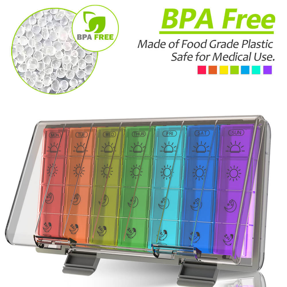 Large Weekly Pill Organizer Moisture-Proof 4 Times a Day 7 day Medicine Storage