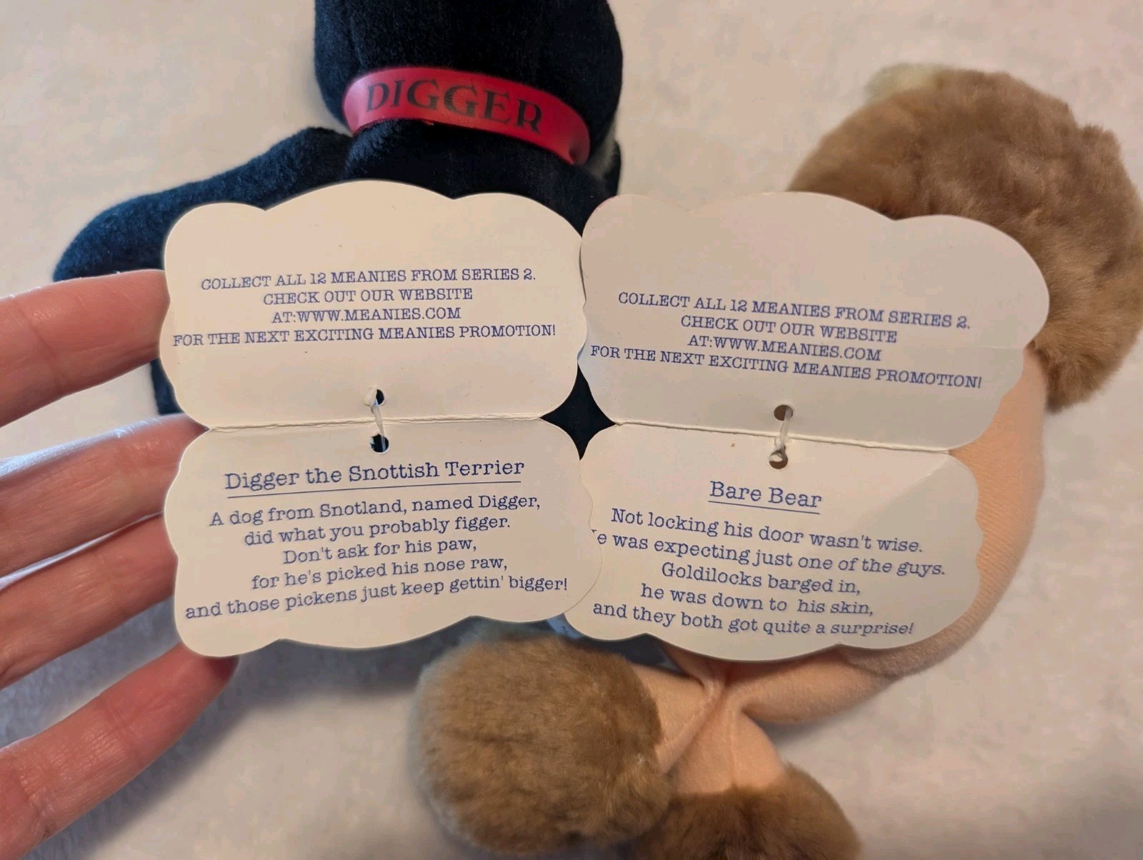 Vintage 90s Meanies Plush Lot 6 - Series 1 & 2 With Tags DIGGER Snake Eyes BEAR