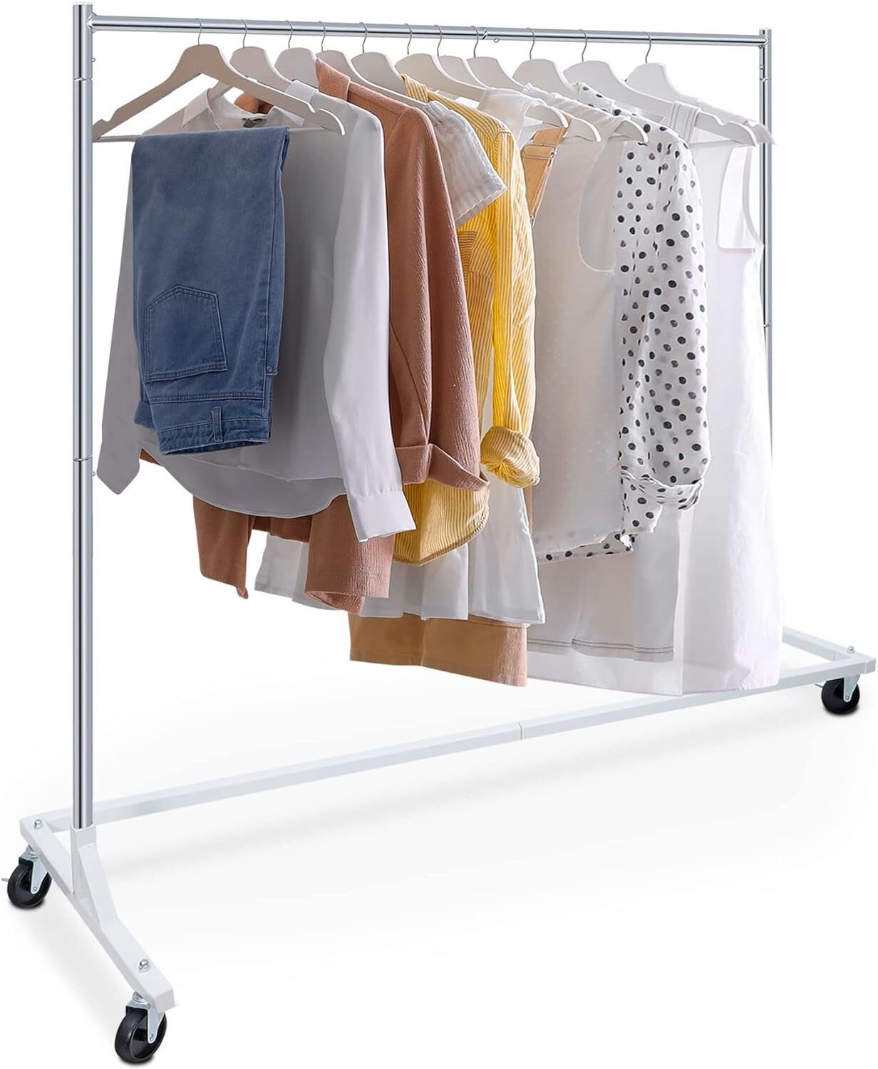 Heavy Duty Clothes Rack Z Base Garment Rack Rolling Clothing Rack on Wheels