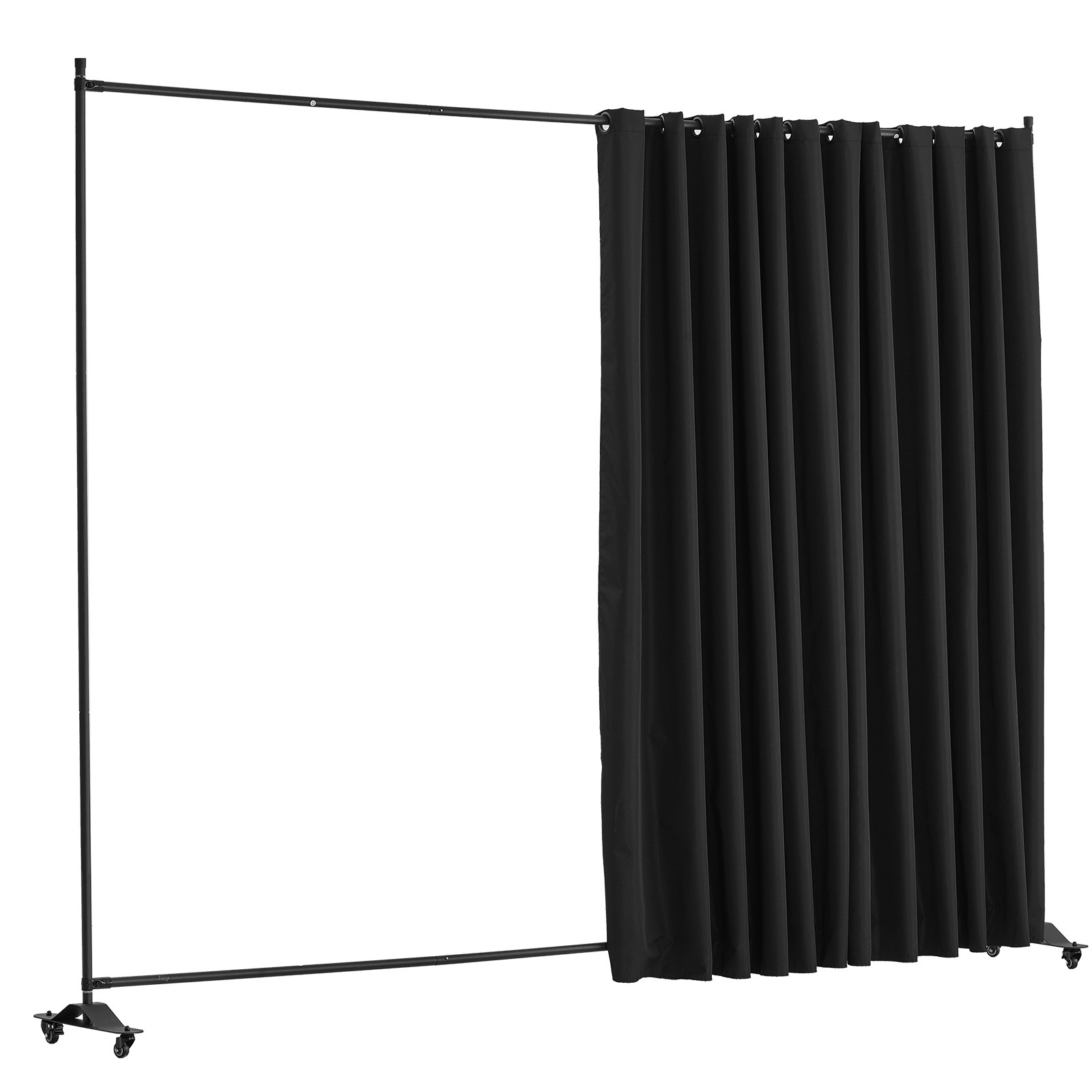 Room Divider Portable Panel Room Divider with Wheels Privacy Screen Black