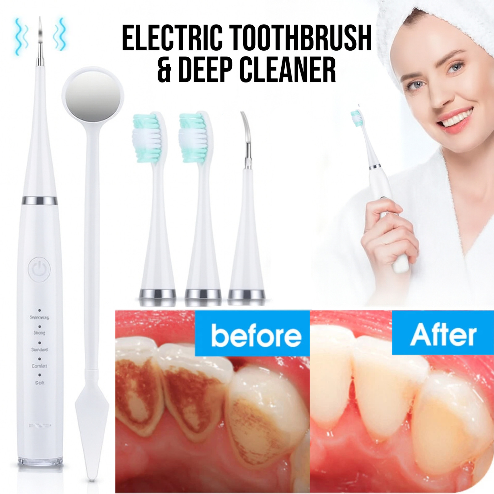 Electric Tooth Cleaner Dental Tools Plaque Calculus Remover Teeth Cleaning Kits
