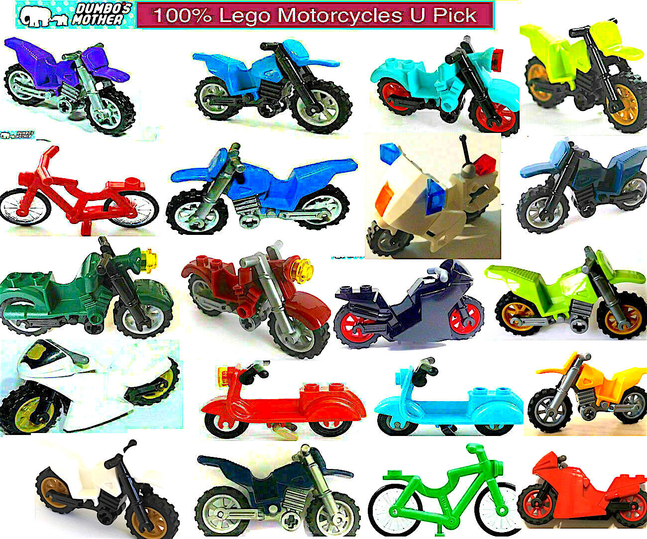 Lego Motorcycle Dirt Bike Scooter Minifigure Sport Ninja Police Bicycle Hawkeye