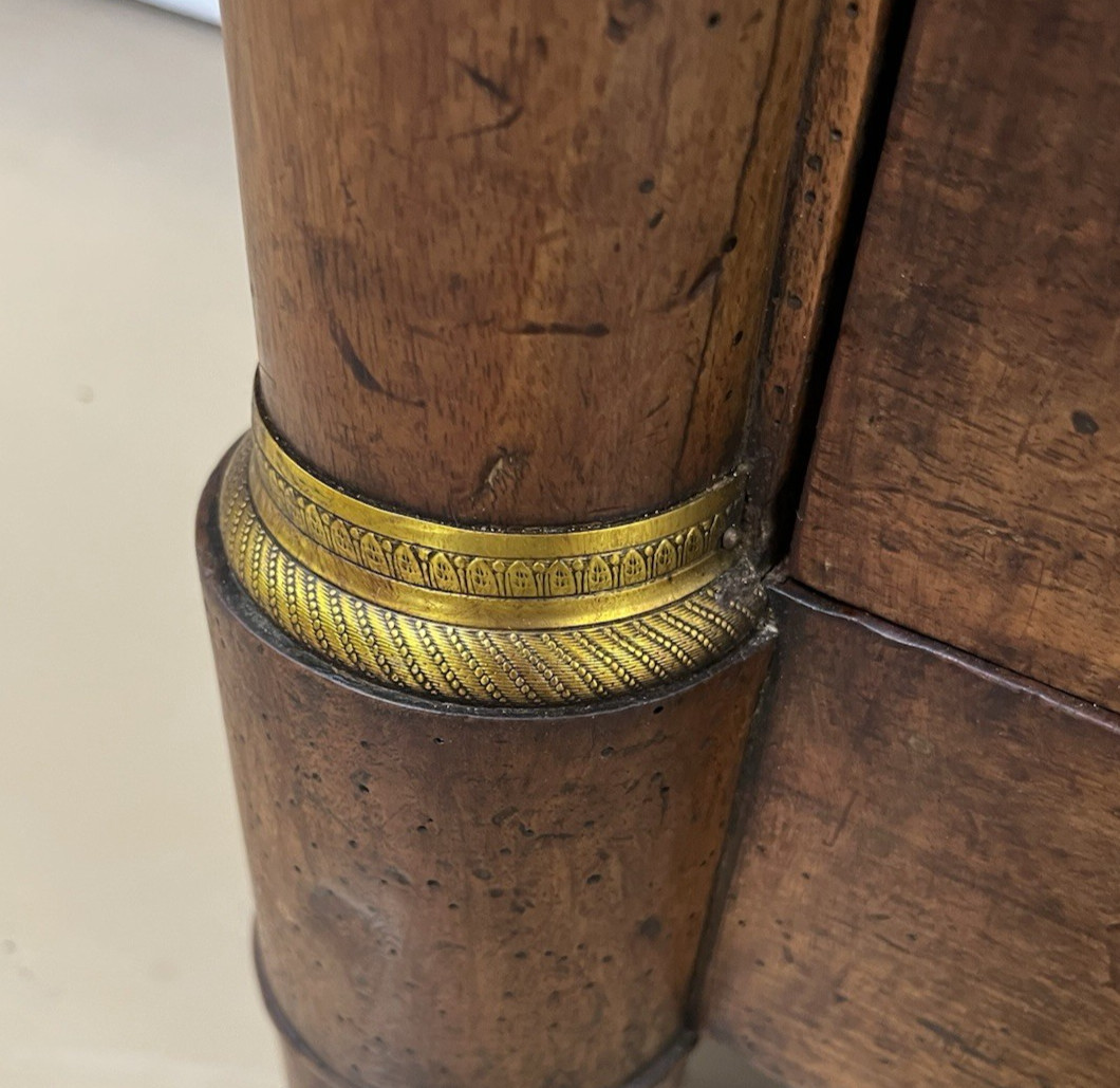 ANTIQUE FRENCH EMPIRE MARBLE-TOP WALNUT COMMODE CHEST OF DRAWERS 50.5” x 23”