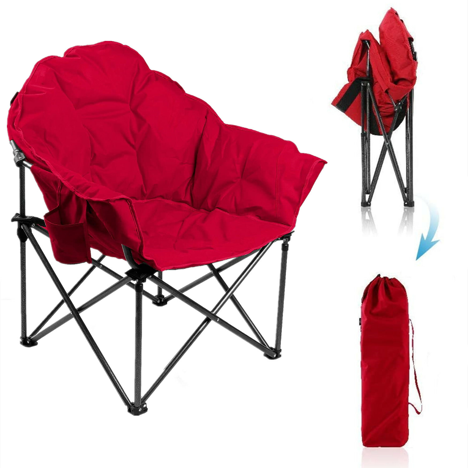 ALPHA CAMP Camping Saucer Chairs Oversize Moon Chair Folding with Carry Bag