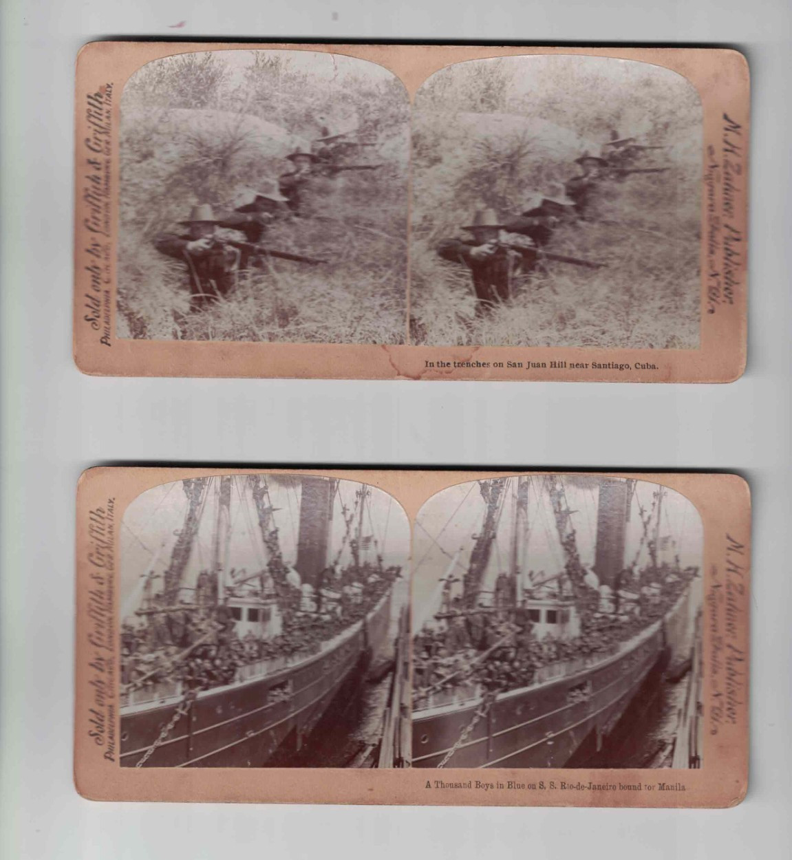 Lot Of 4 - Spanish American War Real Photograph Stereoviews USS Olympia & More