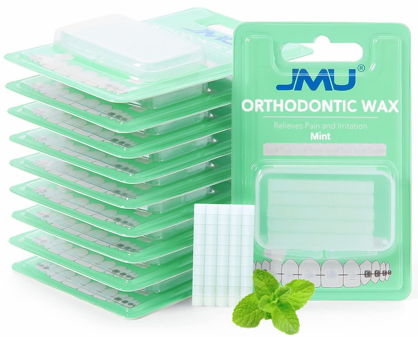 500 Blocks (10 Pack) JMU Dental Orthodontic Wax Precut Braces Wax Mint Flavored
