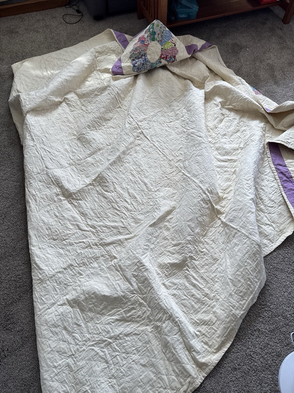 Vintage Dresden Plate Patchwork Quilt Blanket 1940s 1950s Feedsack 89x89