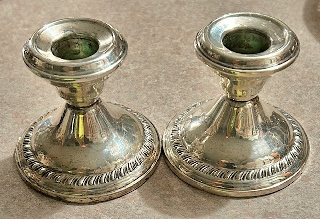 PAIR N.S. Co. Sterling Weighted Candle Stick Holder VINTAGE Very Nice Condition