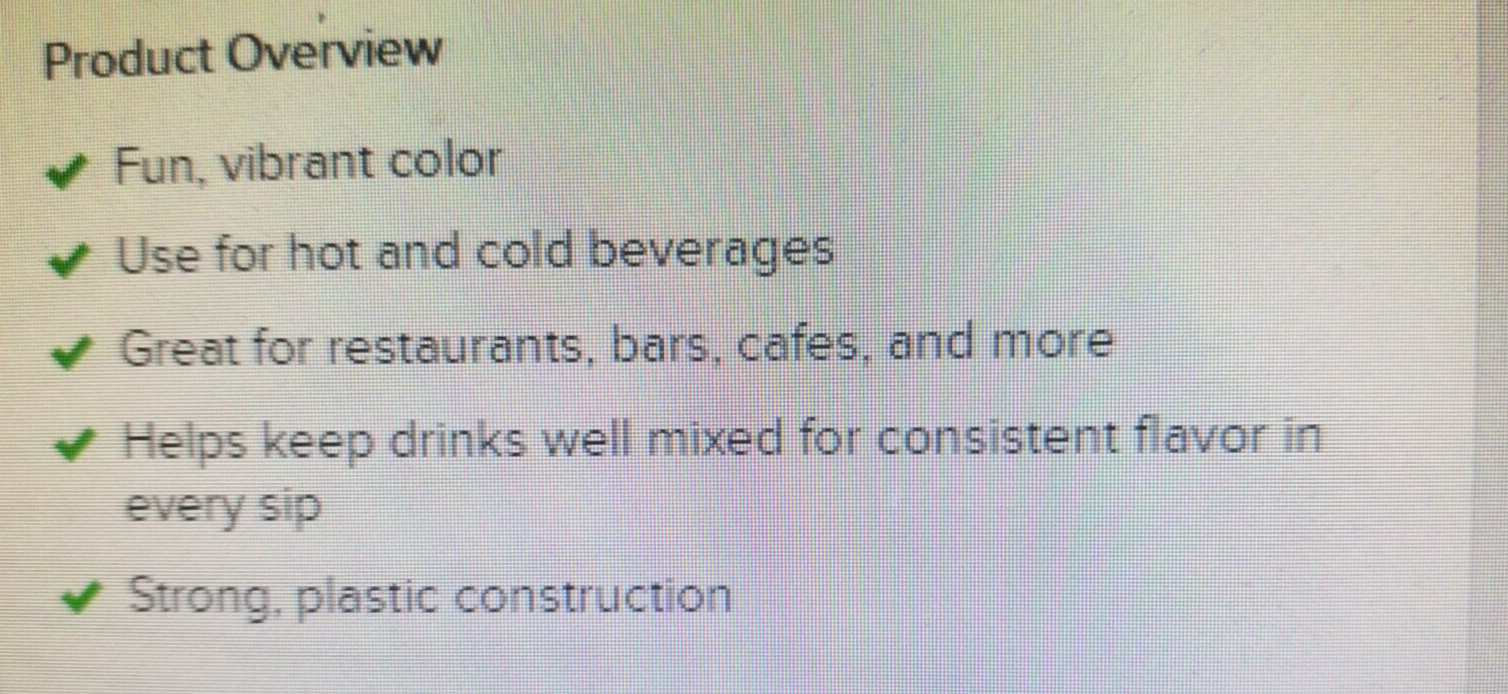 (500 STRAWS) CHOICE SIP STRAW RED COLOR 8" BAR COCKTAIL/MIXED DRINKS, .13 in DIA