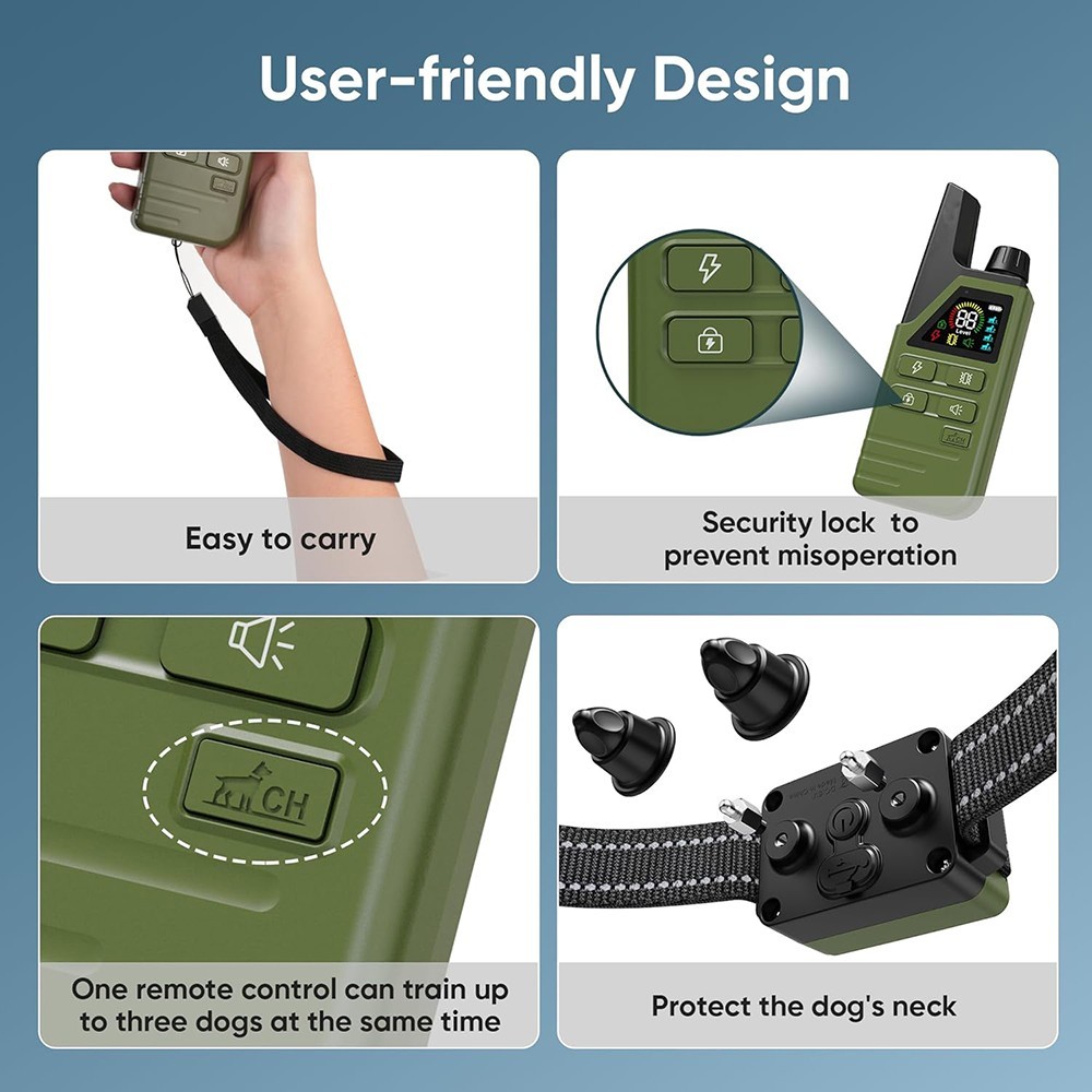 Dog Training Collar 4500FT Remote Rechargeable Waterproof Shock E-Collar PET