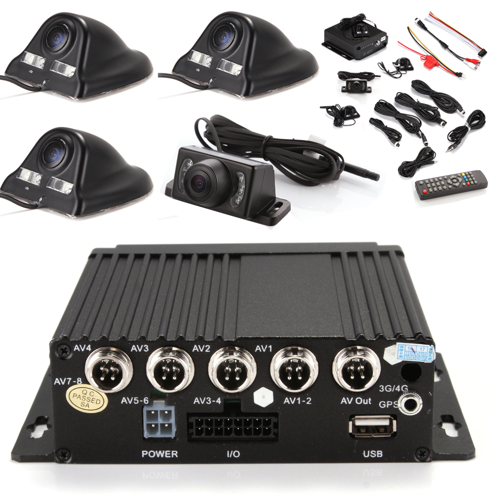 4ch Vehicle Car SW-0001A Mobile DVR Security Video Recorder +4 CCD Lens Camera