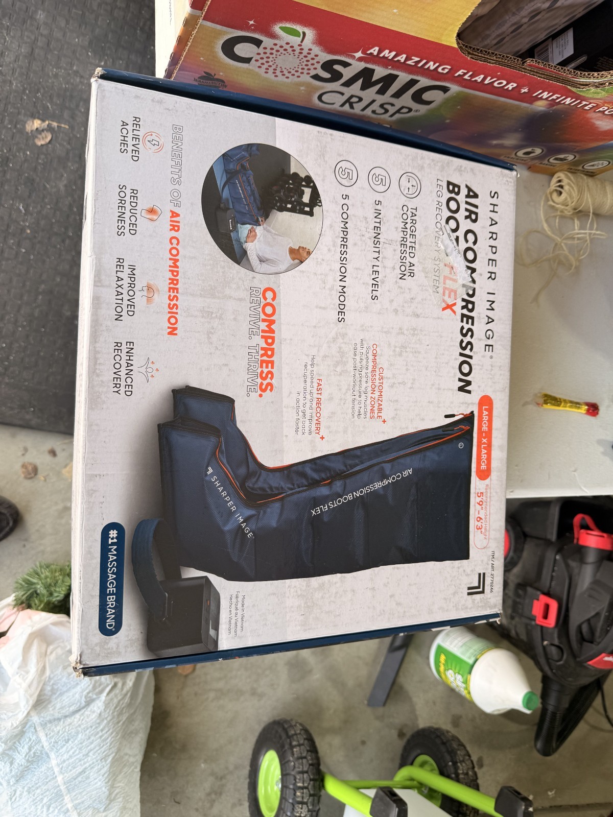 SHARPER IMAGE AIR COMPRESSION Flex BOOTS Large/xlarge blue