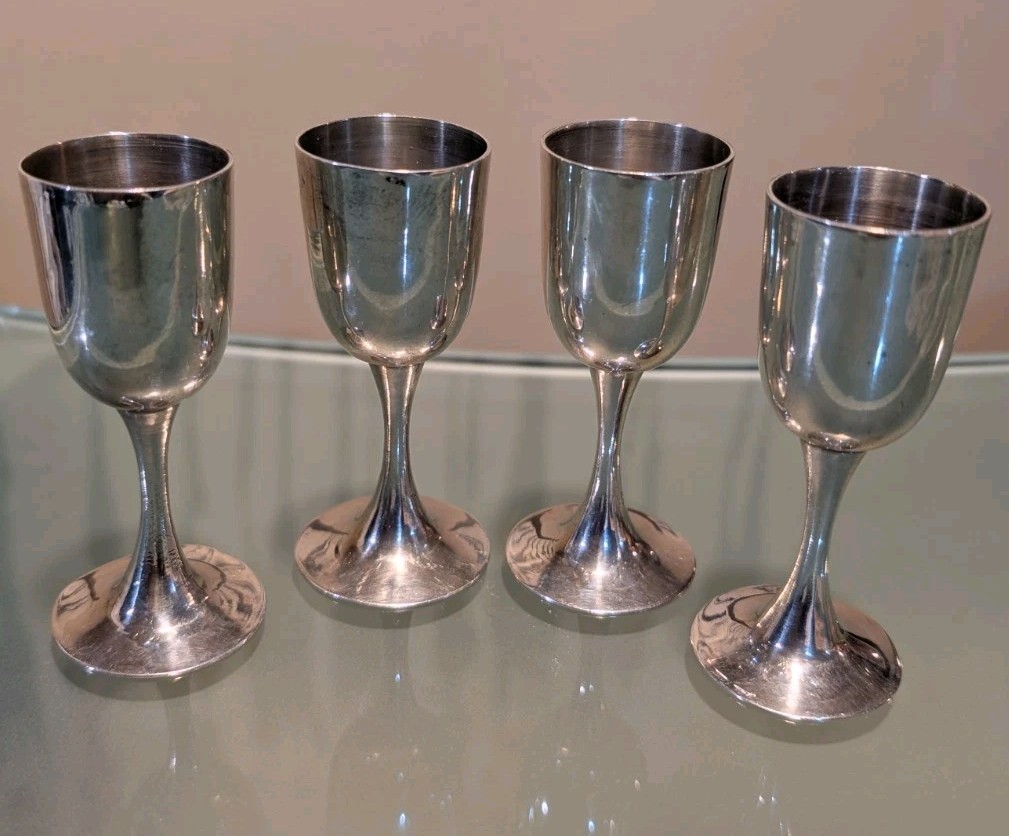 Mexican Sterling Silver 925 Small Cordial Cups, Set Of 4, READ