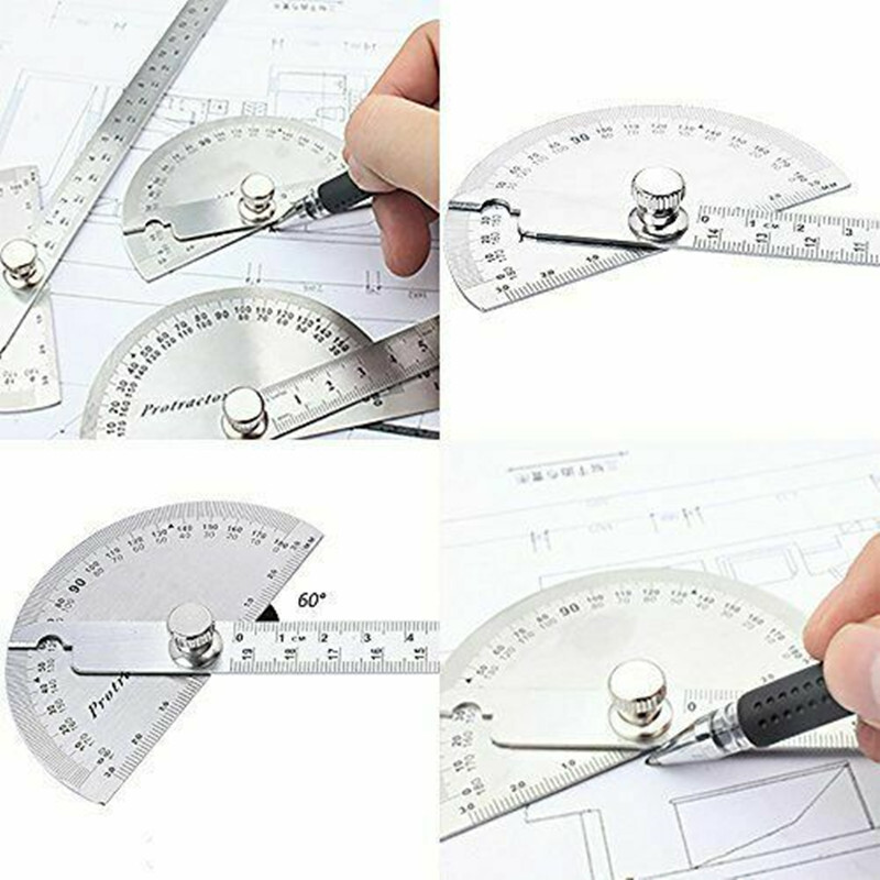Stainless Steel 180 degree Protractor Angle Finder Rotary Measuring Ruler