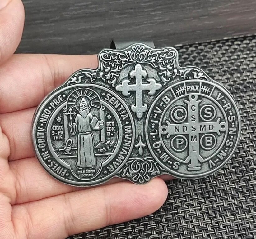 St BENEDICT Auto Car Visor Clip Protection Medal Medalla San Benito Carro Coche