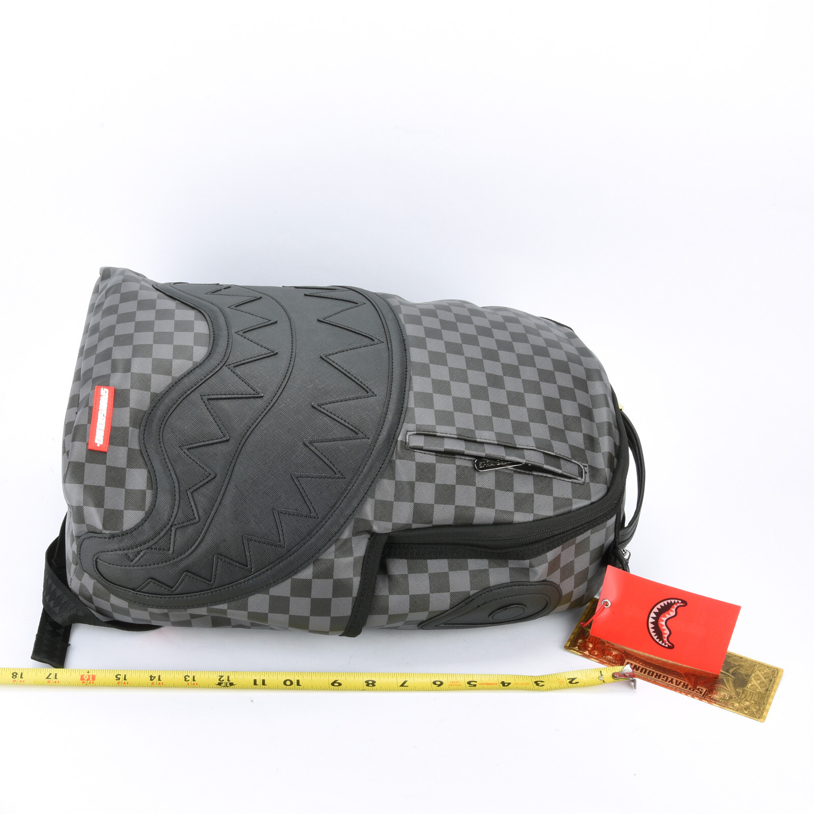 Sprayground Shark Henny Sharks in Paris Leather Backpack Unisex Plaid Black