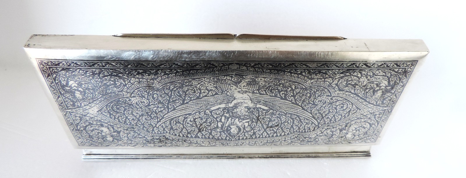 20th Century Thai Siam Sterling Silver & Niello Garuda Box, Bangkok, c.1940 503g