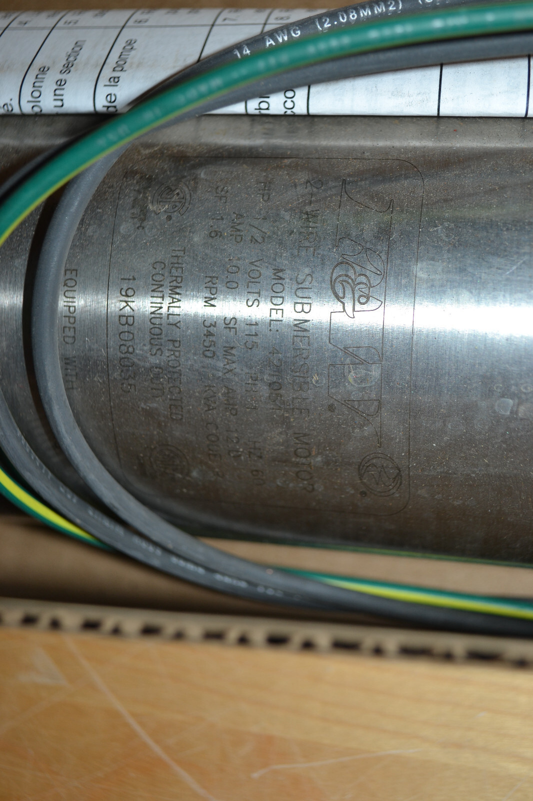 FLINT & WALLING ~ 4F10S05005 ~ Submersible Pump, 1/2HP, 2 Wires, 10 GPM, 1 Phase