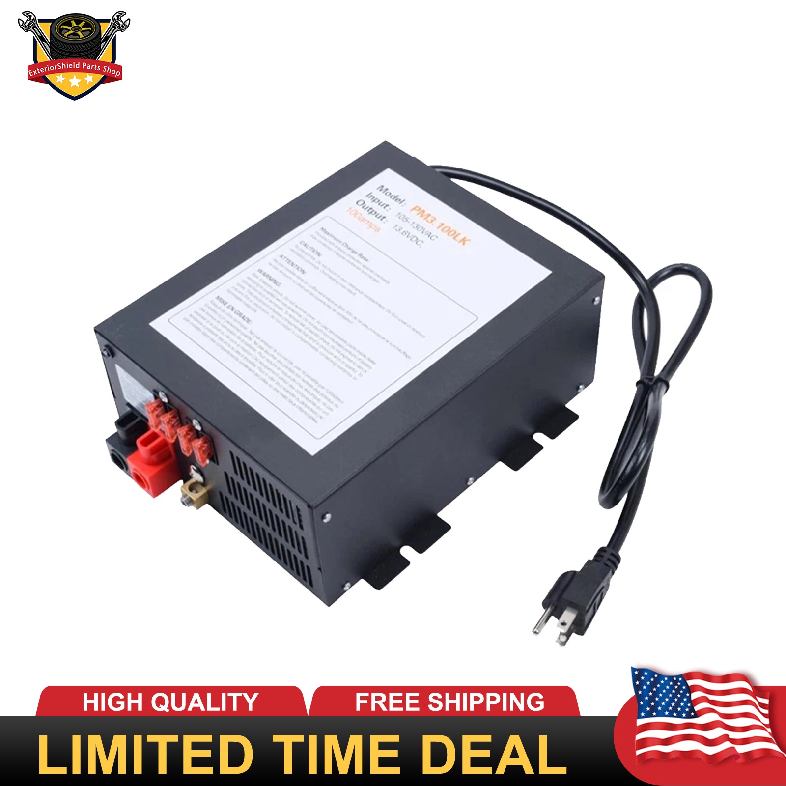 100 Amp rv Power Converter PM3-100LK For Camper,RV. Truck 13.6VCD US