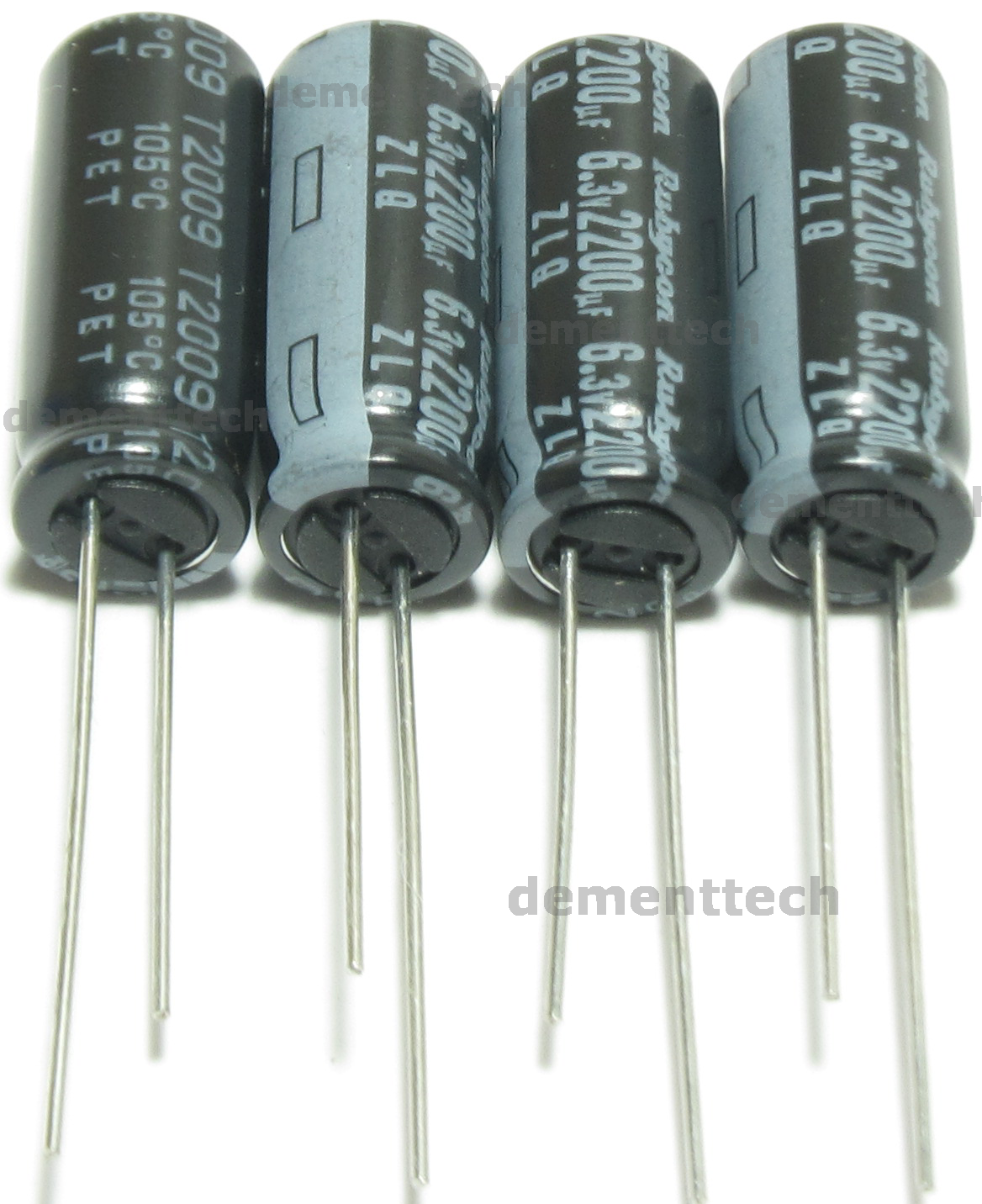 4x Rubycon ZLQ 2200uF 6.3V 8mm Low-ESR Impedance 105C radial capacitors caps
