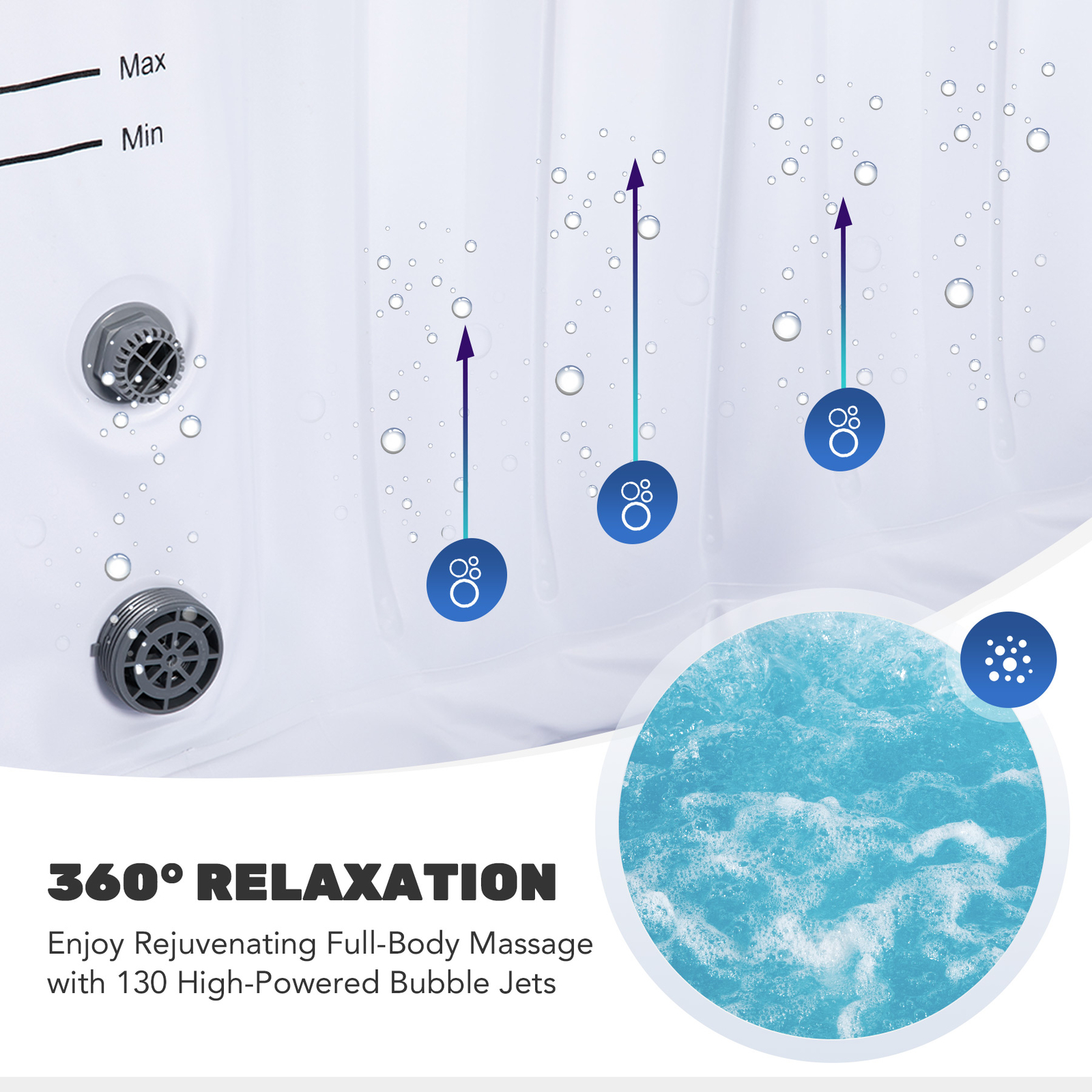 CO-Z Portable Inflatable Hot Tub Spa w Cover plus 130 Air Jet 5-7 Person Outdoor