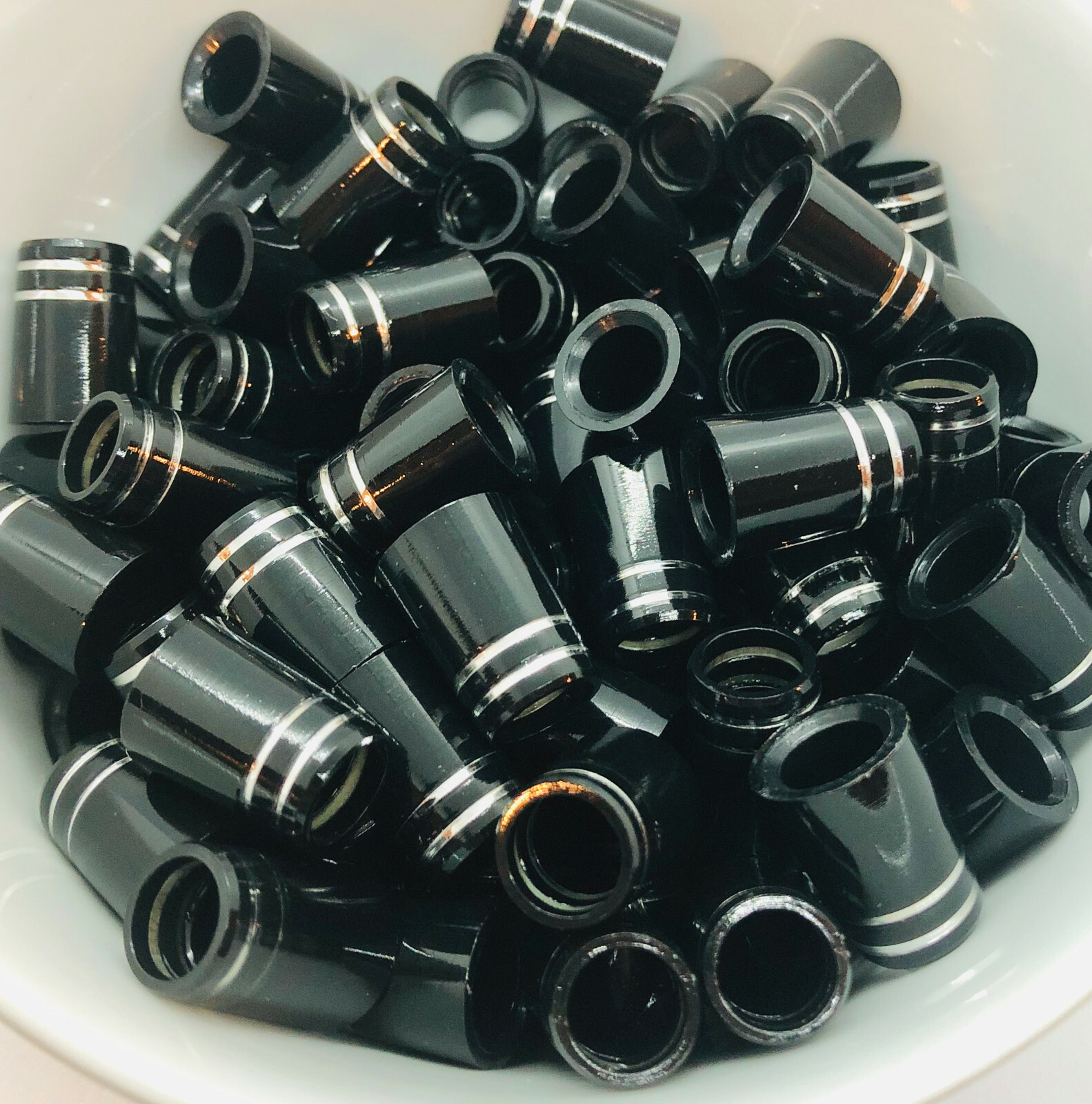 (12) Premium Quality Iron Ferrules Black w/ Double Silver Ring 0.75" - .355 .370