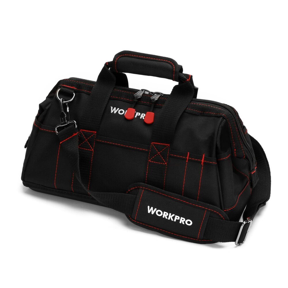 WORKPRO 16" Zipper Wide Mouth Tool Storage Bag Case Large Capacity w/21 Pockets