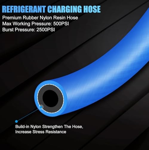 AC Charge Hose with Gauge for R134A, Car HVAC Refrigerant Recharge Kit, Home