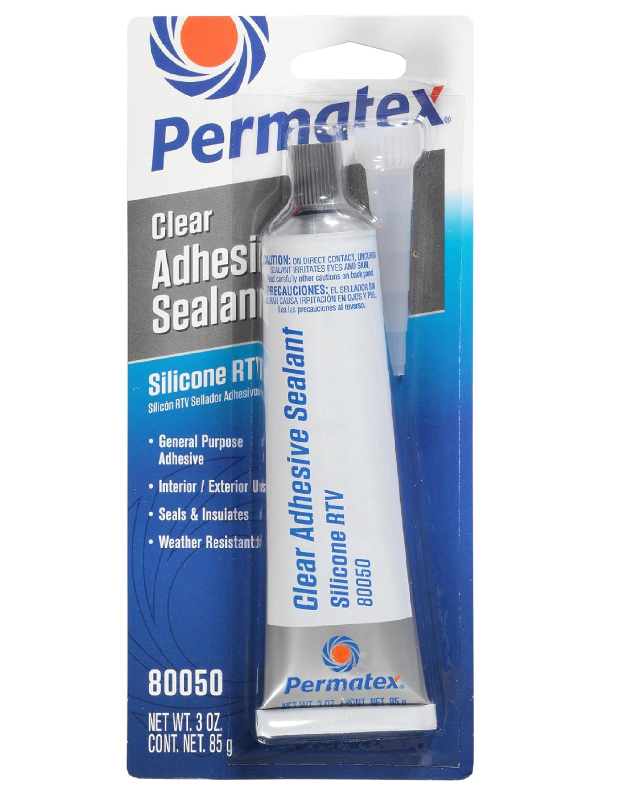 Permatex 80050 Clear RTV Silicone Adhesive Sealant, 3 oz