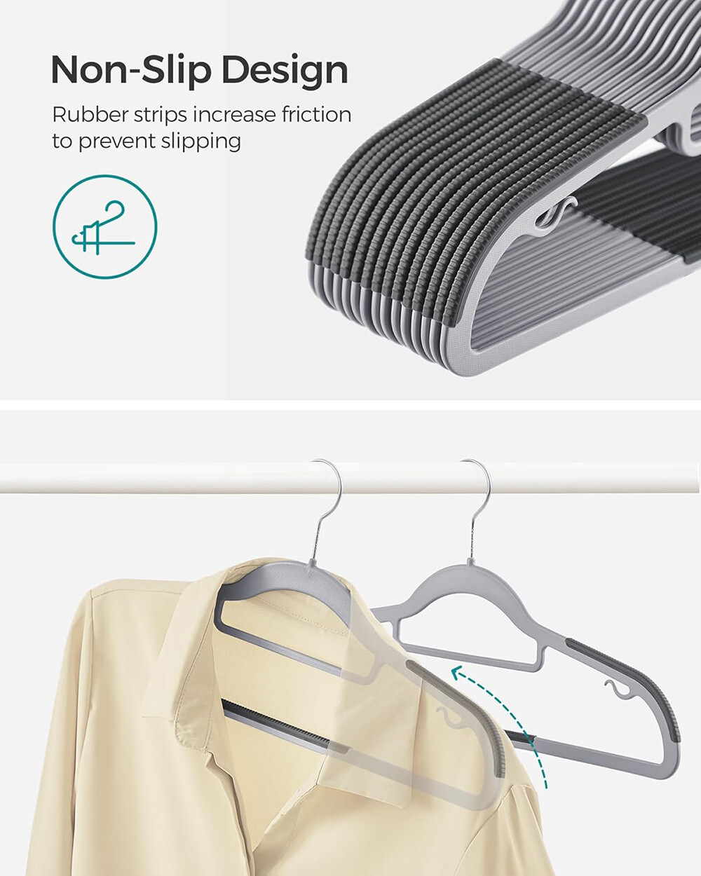 Durable Plastic Hangers Non Slip for Clothes Coat Heavy Duty 360° Swivel Hook