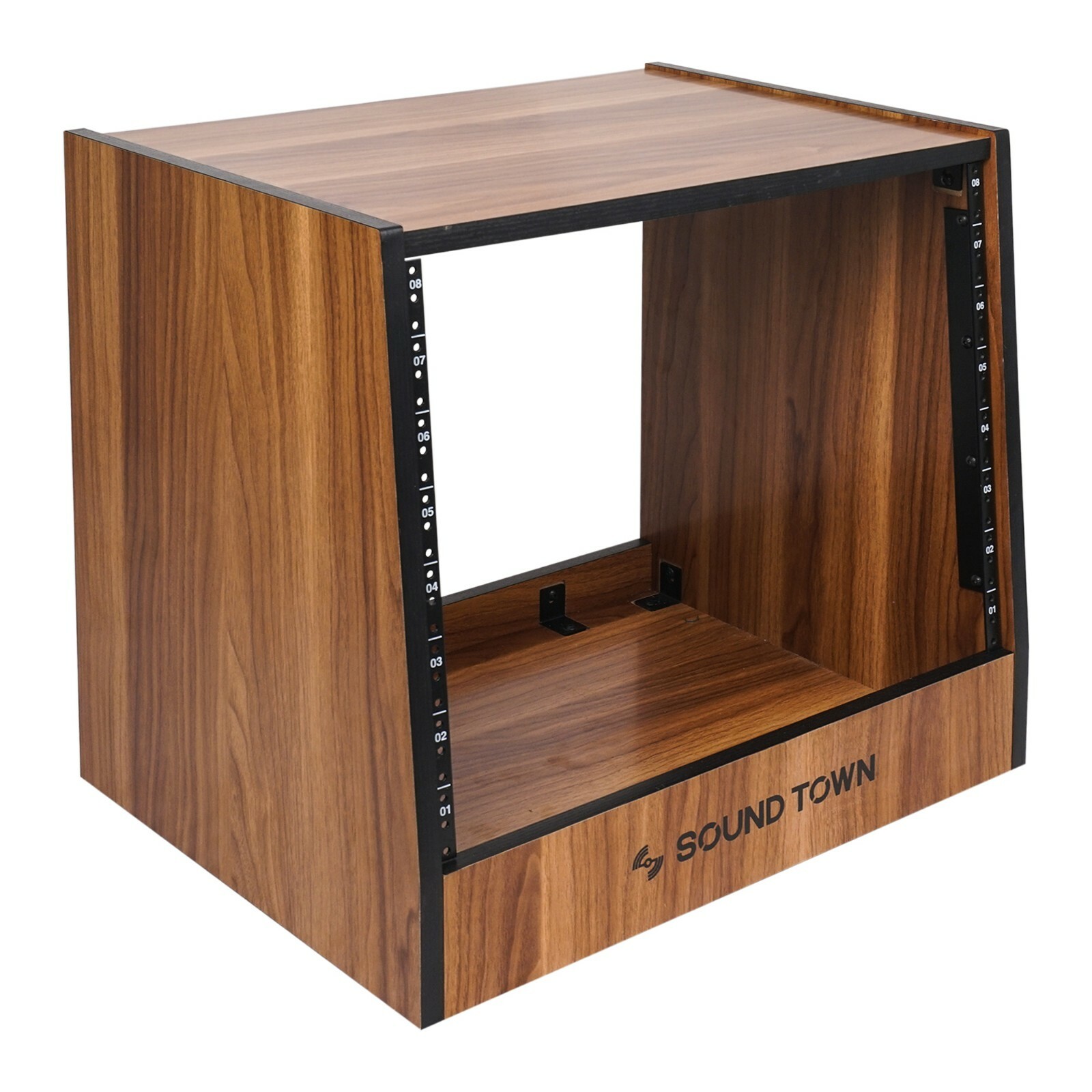 Sound Town DIY 8U Studio Rack with Furniture Grade Walnut Laminate (SDRK-8WN)