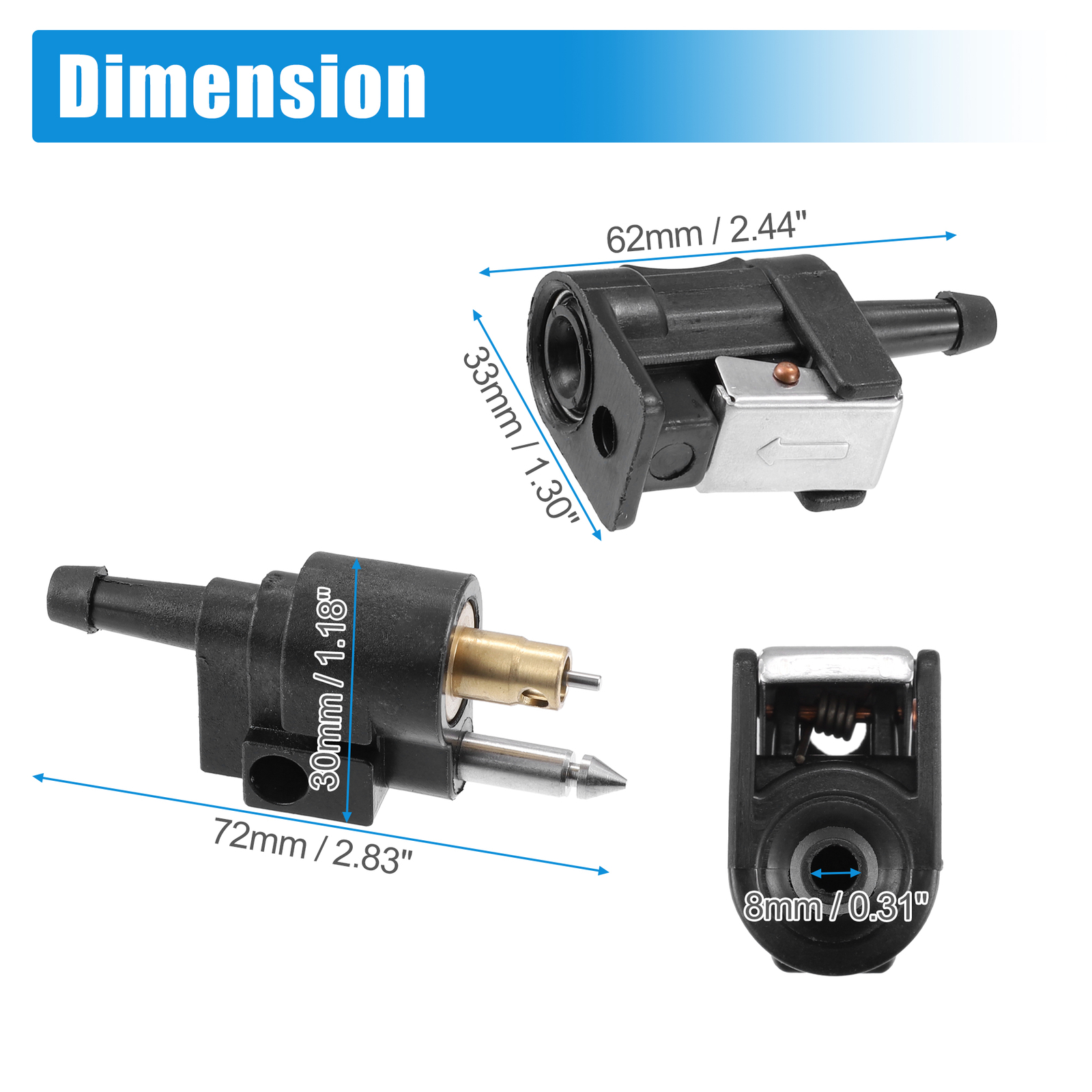 Pack of 3 Boat Engine Fuel Line Connector Fittings Joint for Yamaha Outboard