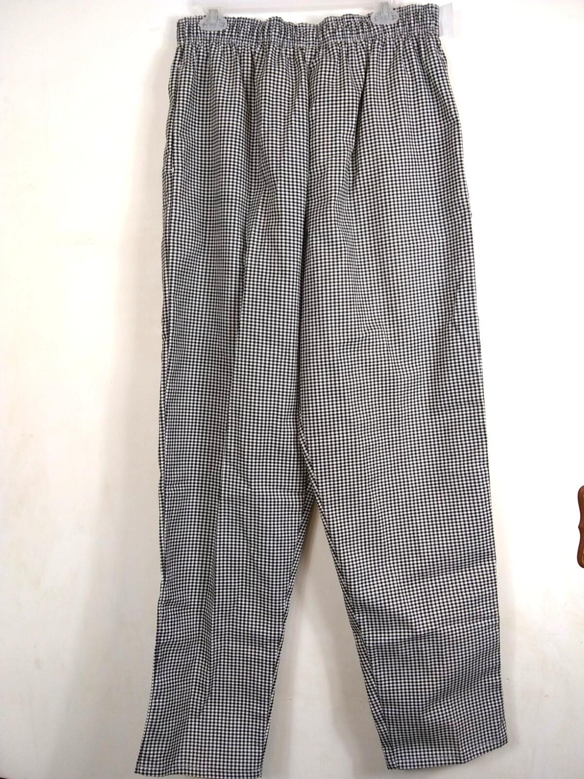 Chef Designs Pants Unisex Lg 34-38 Drawstring Pkts Blk/Wht Check Cotton Blnd NWT