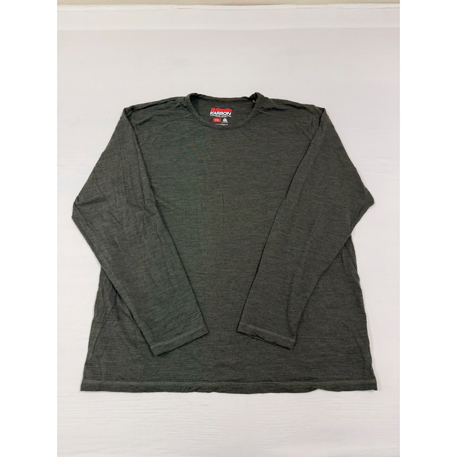 Karbon Shirt Mens 2XL Green Merino Wool Long Sleeve Base Layer Crewneck Top