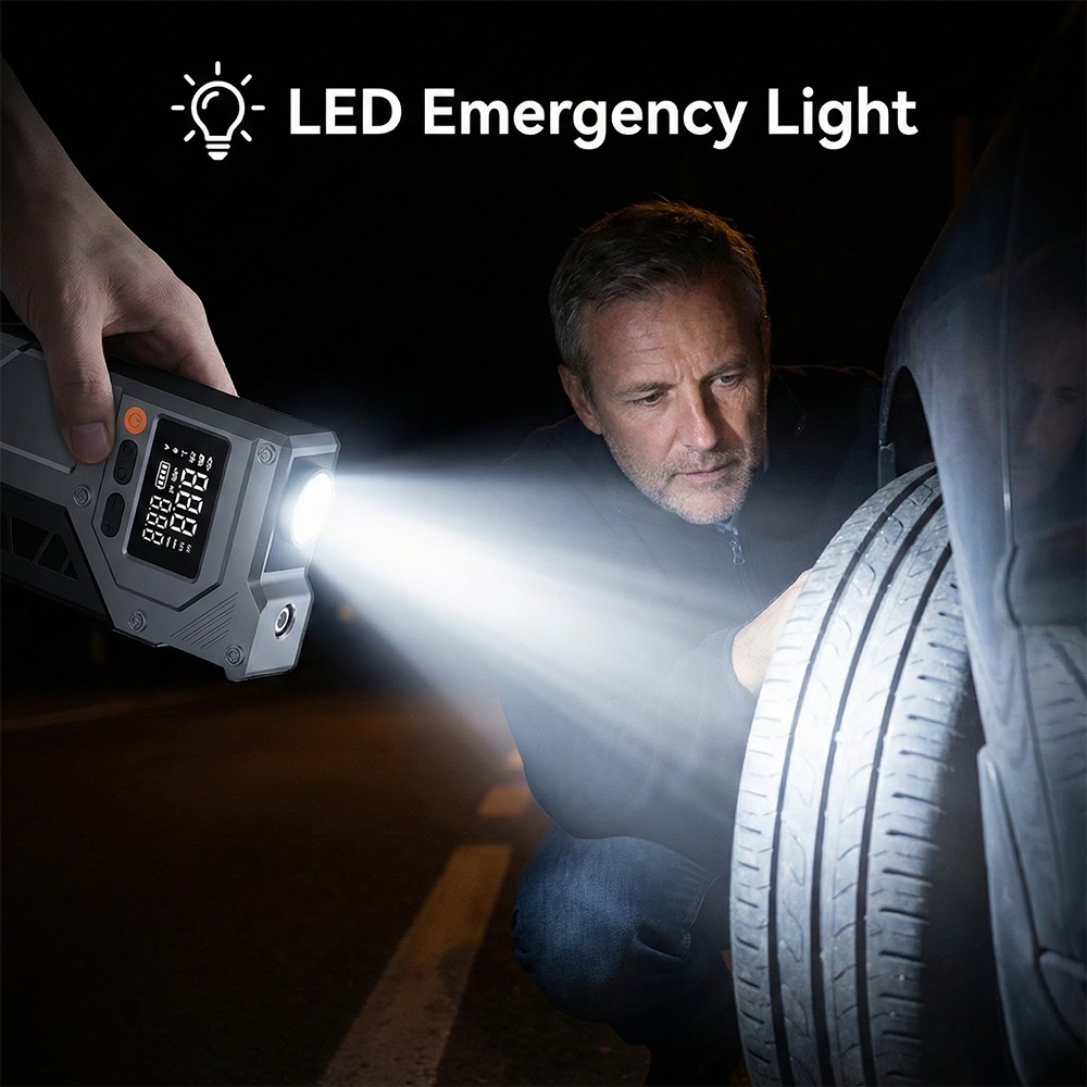 99800mAh Car Jump Starter Booster Jumper Box Tire Inflator Compressor Air Pump