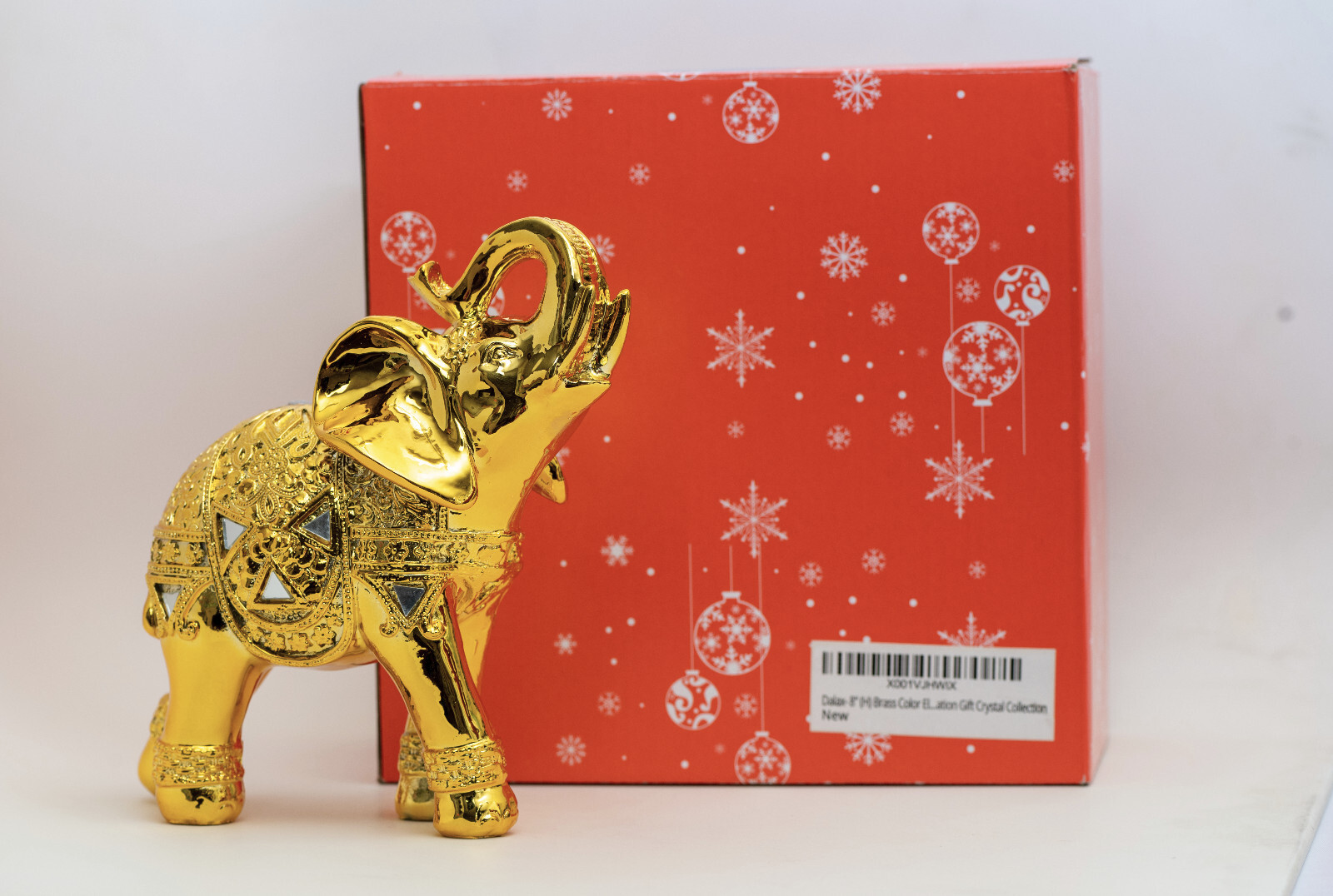 Set of 2 Trunk Up Elephant Statue Figurine