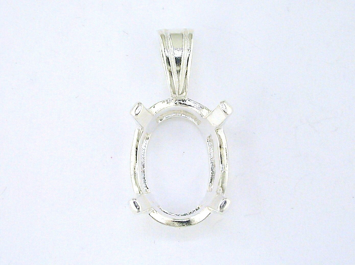 Oval Scalloped Pendant Pendant Setting Sterling Silver