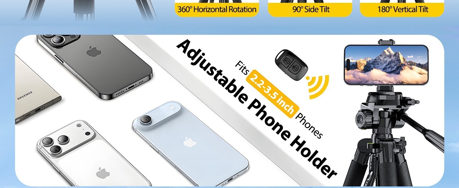 55" Portable Heavy-Duty Tripod for Phone & Camera w/ Cold Shoe Aluminum alloy