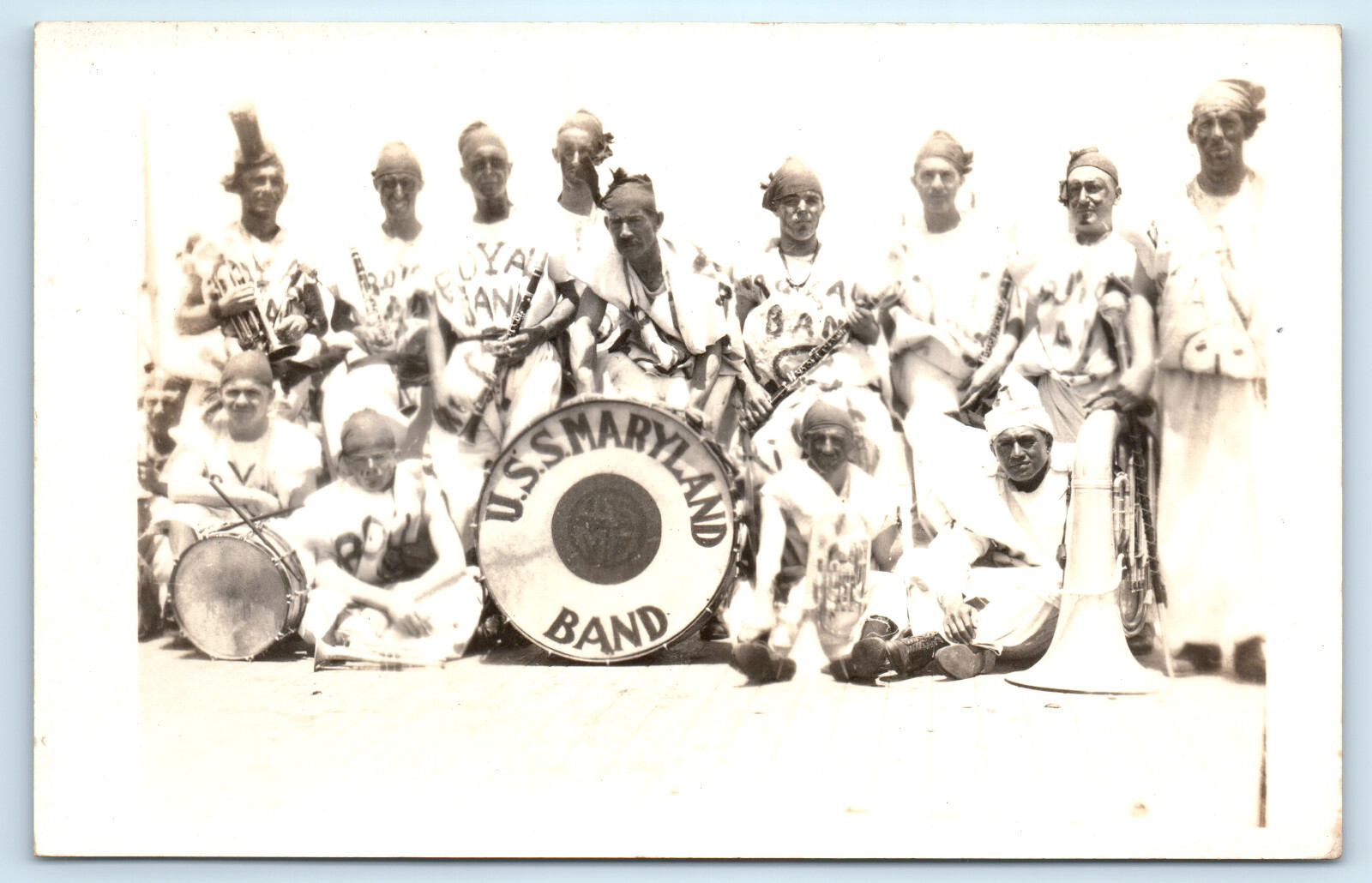 WWI USS Maryland Band Battleship Real Photo Postcard RPPC