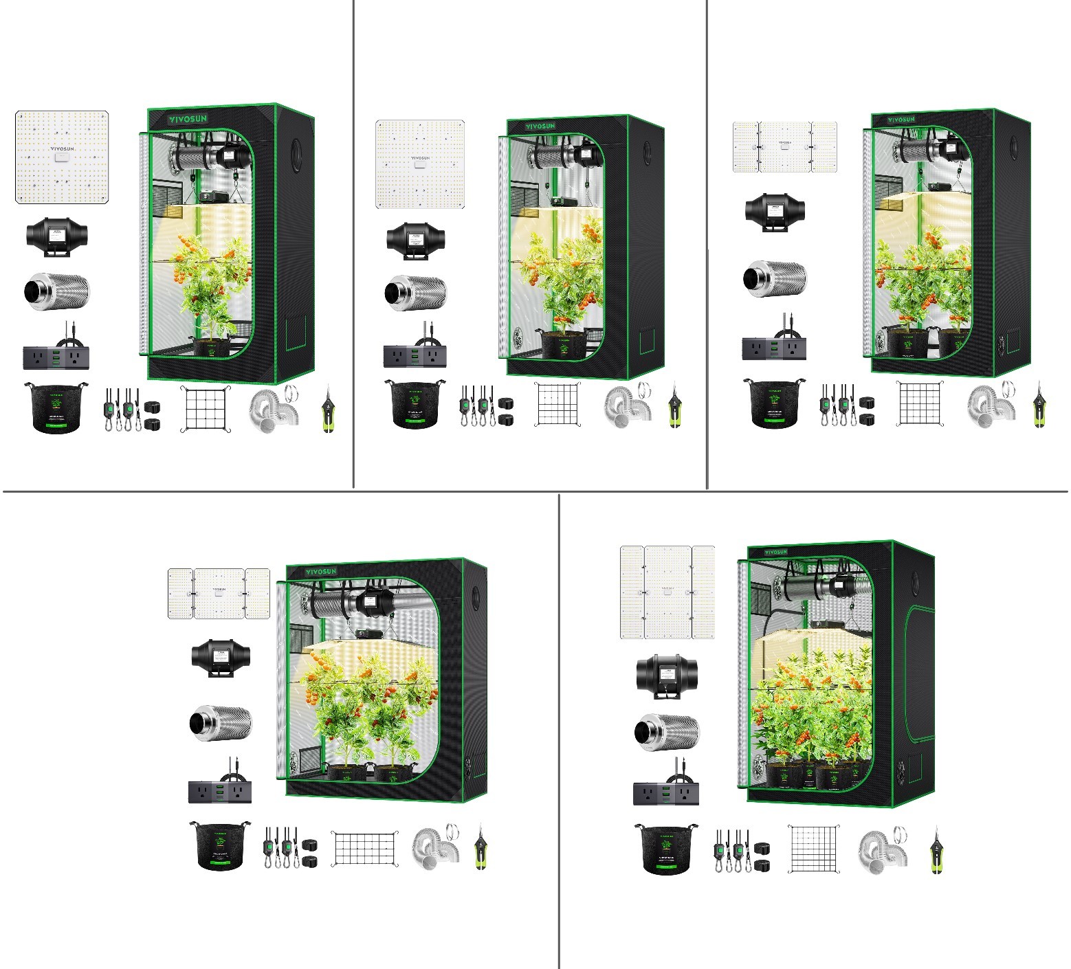 VIVOSUN GIY A22 WiFi Grow Tent Kit w/ Lumalight 100/200/400W & Inline Fan Kit R