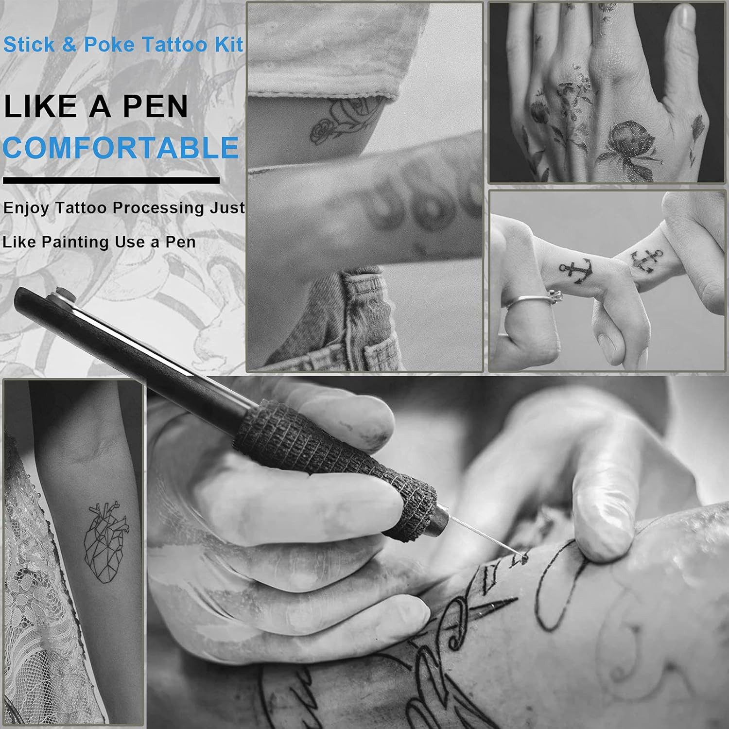 Hand Poke a Stick Tattoo Kit with Ink DIY Tattoo Practice Kit with Tattoo Needle