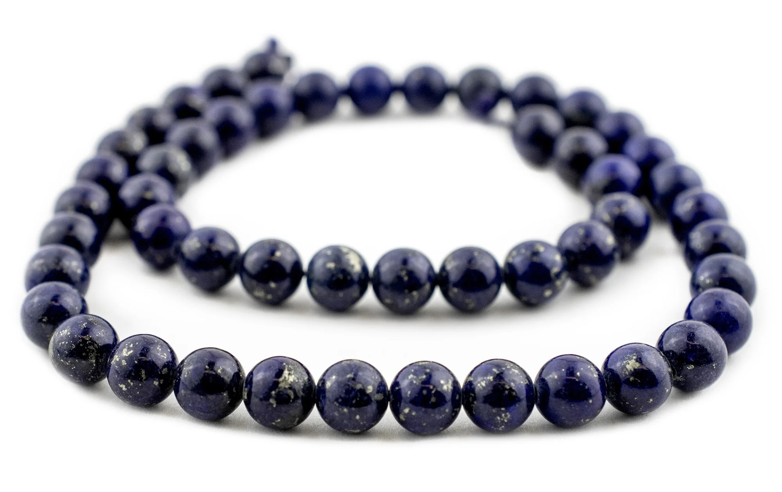 Vintage Round Dark Lapis Lazuli Beads 8mm Blue Gemstone 16 Inch Strand