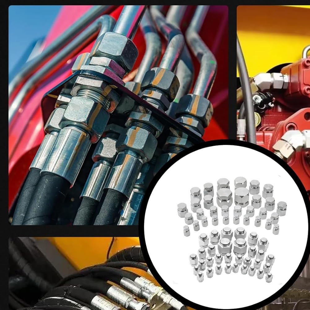 144Pcs 37° JIC & ORFS Hydraulic Cap and Plug Kit Hose Tube and Pipe Fitting Set