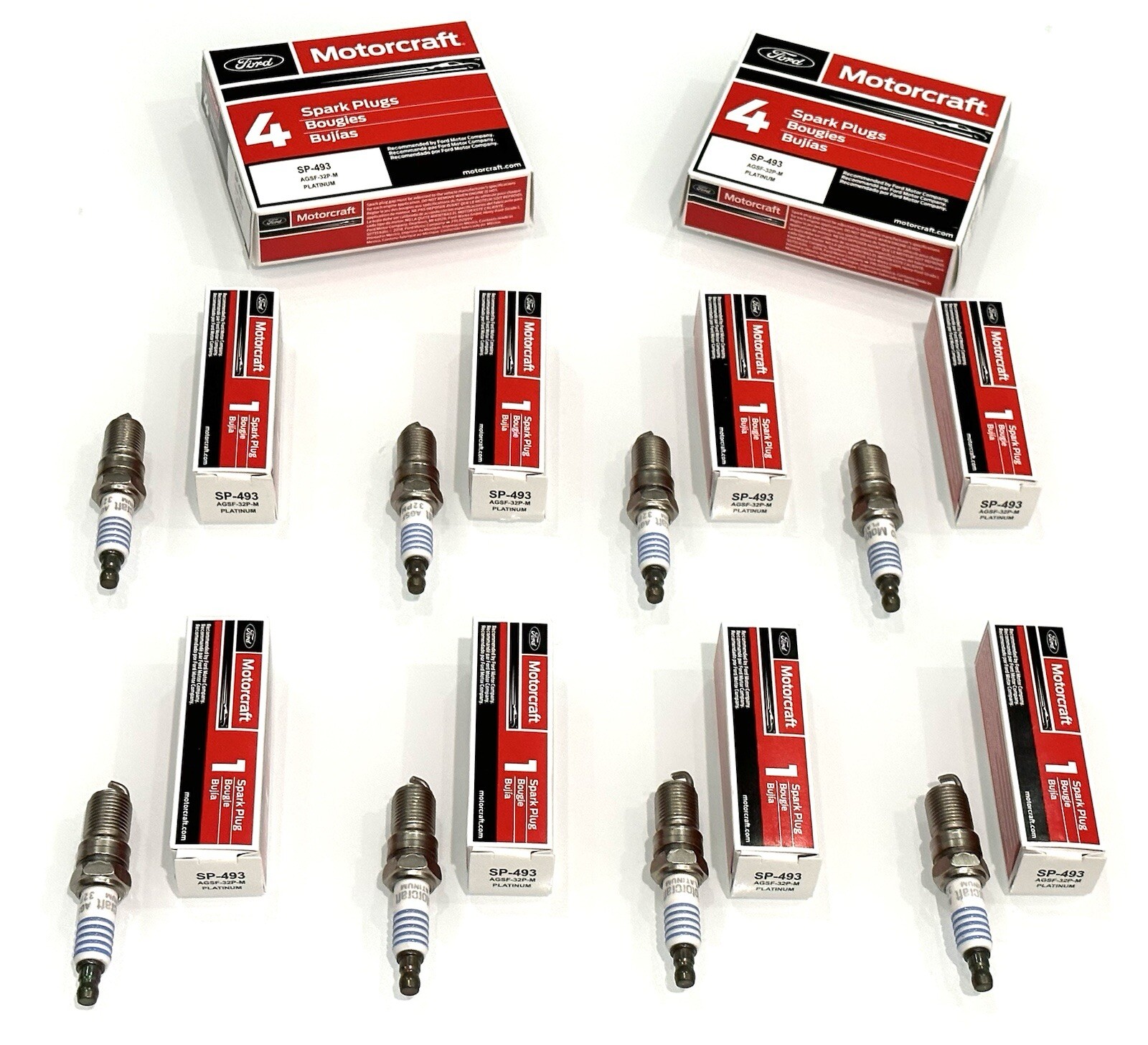 8 MOTORCRAFT SP-493 PLATINUM AGSF32PM SPARK PLUGS FORD F-150 4.6L / 5.4L V8