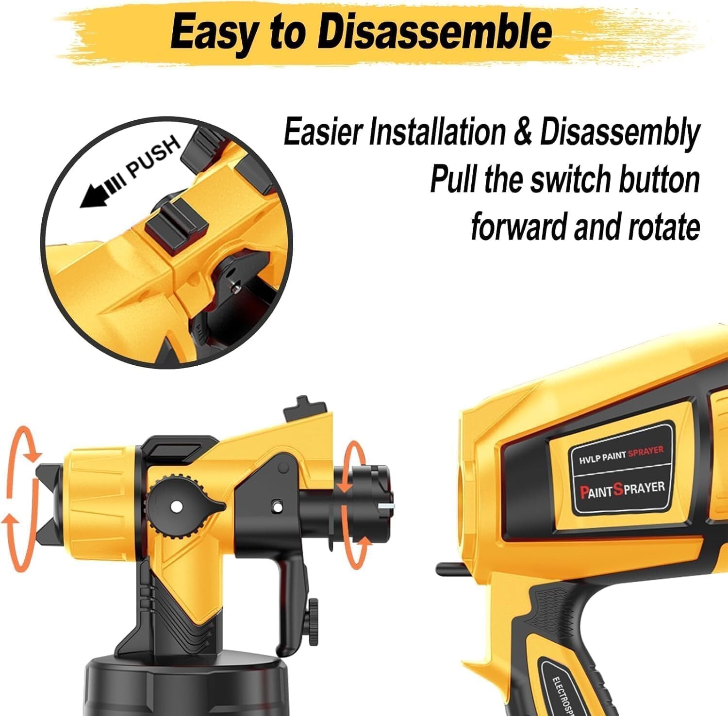 Paint Sprayer 1000W High Power Electric Spray Paint Gun with Adjustable Spray Wi