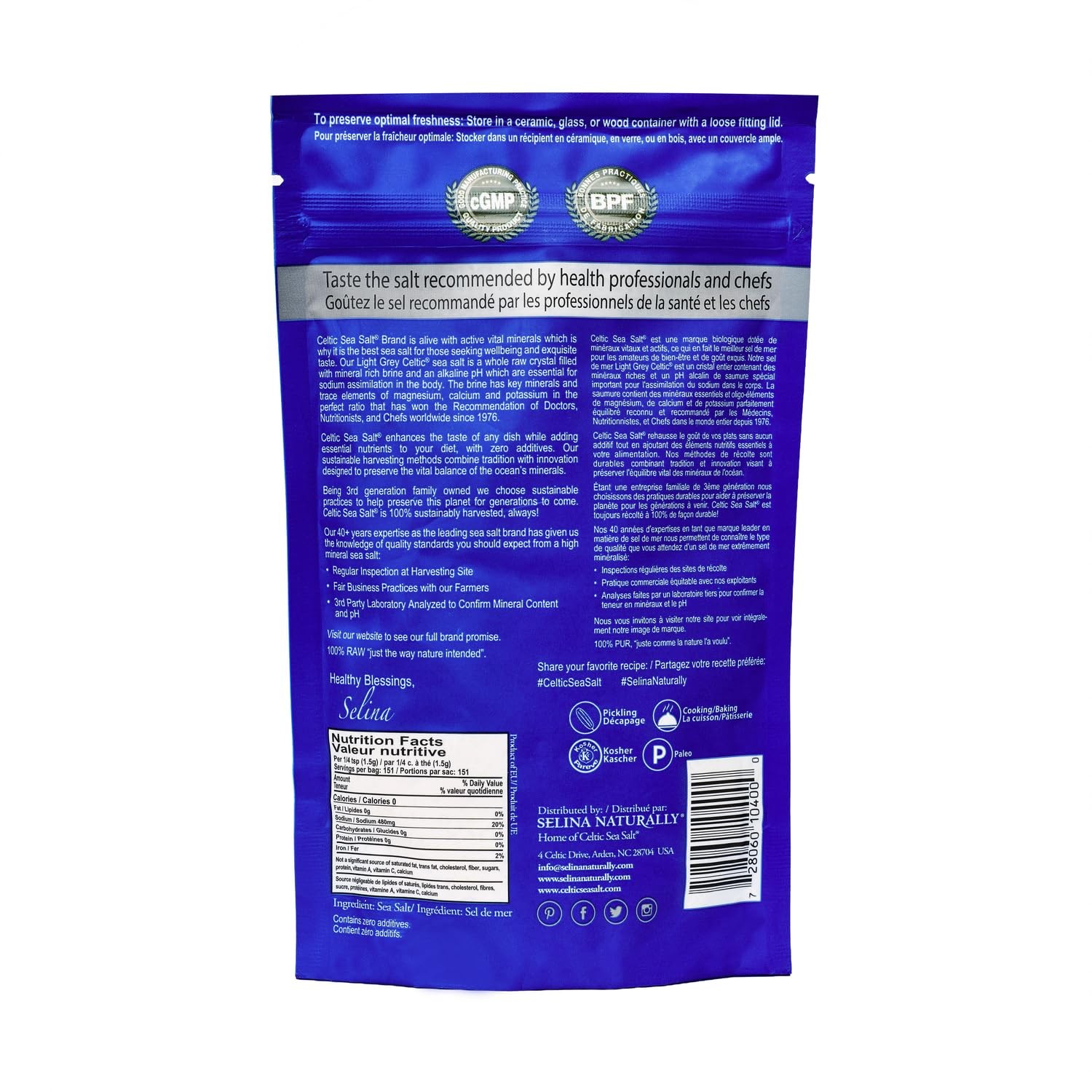 Light Grey Celtic Sea Salt - Resealable Bag - Additive-Free