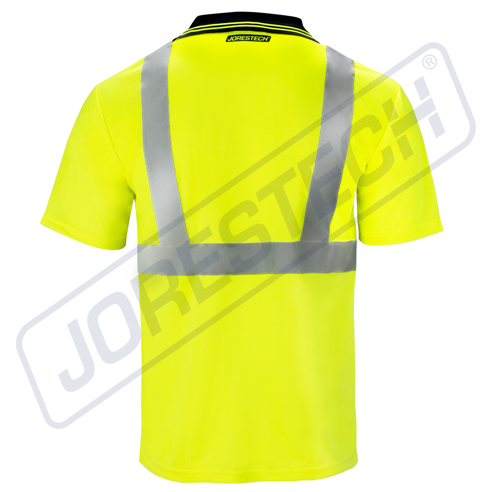 5 Pack Hi-Vis Lime Safety Work Polo Shirts with Reflective Tape